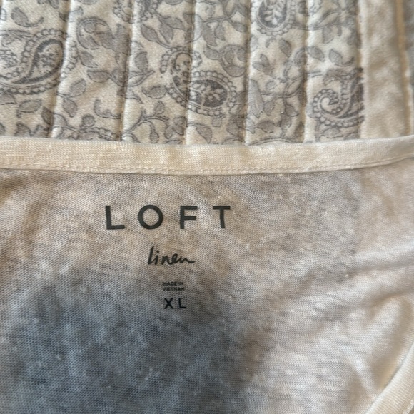 Ann Taylor LOFT White Linen Top Women's Flutter Short Sleeve Shirt XL - Picture 9 of 10